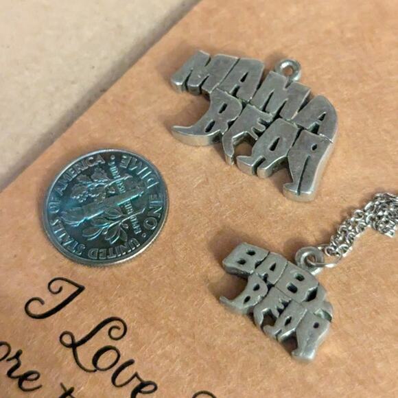 Momma and Baby Bear Jewelry Handmade Pewter/Stainless Steel - Picture 4 of 9